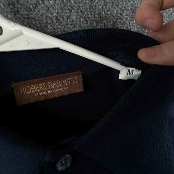 Robert Barakett Knit Polo Sweater Navy Blue Point Collar Medium LIGHTWEIGHT - Picture 7 of 14